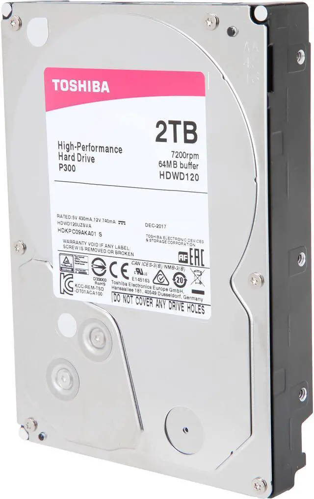 Alt view image 6 of 11 - Toshiba P300 2TB Desktop PC Internal Hard Drive 7200 RPM SATA 6Gb/s 64 MB Cache 3.5 inch - HDWD120UZSVA (BULK)