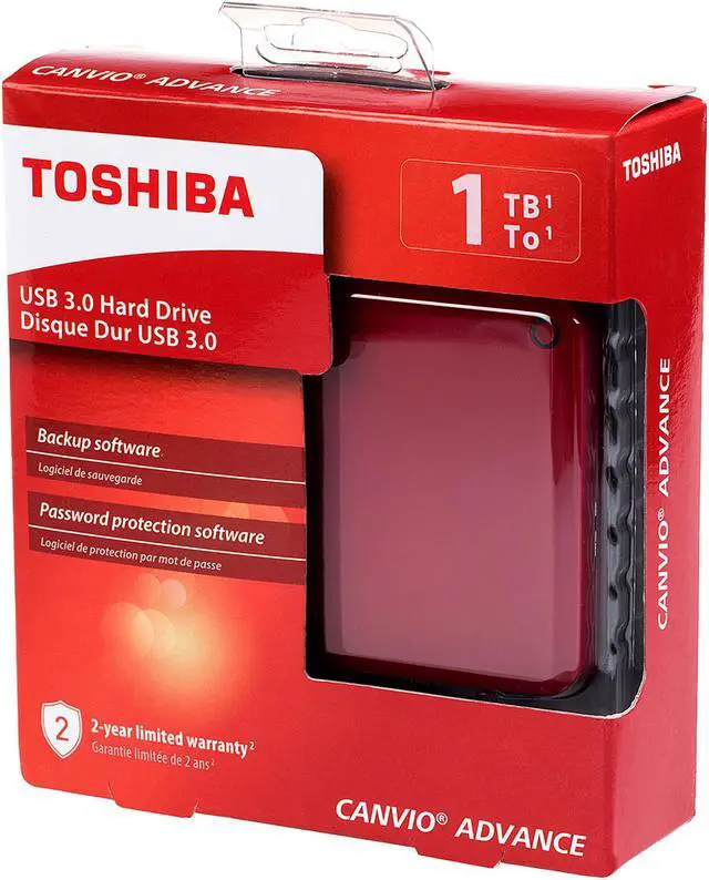Alt view image 11 of 11 - Toshiba Canvio Advance 1TB Portable External Hard Drive USB 3.0 Red - HDTC910XR3AA