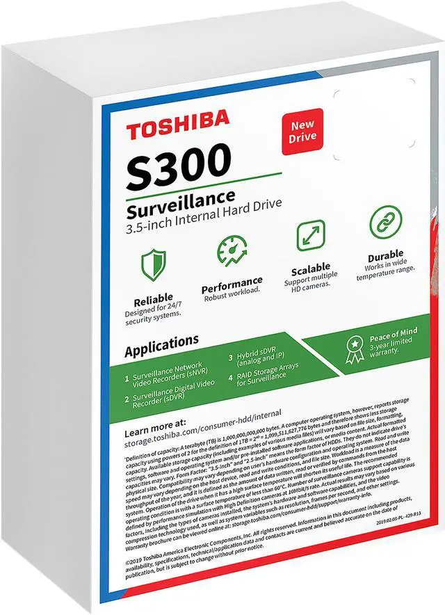 Alt view image 3 of 9 - TOSHIBA S300 HDWT380UZSVAR 8TB 7200 RPM 256MB Cache SATA 6.0Gb/s 3.5" Internal Hard Drive - WHITE BOX