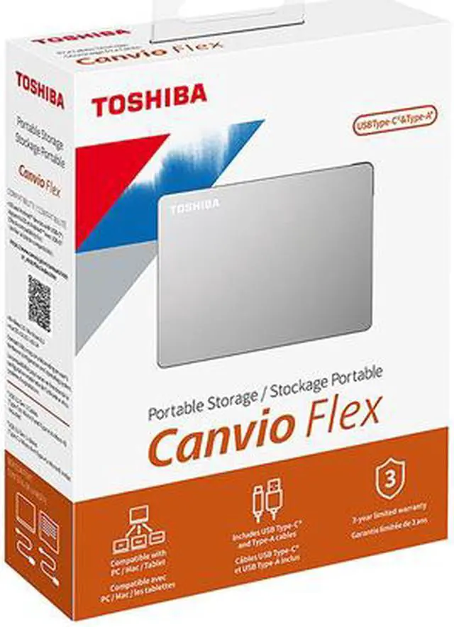 Alt view image 8 of 8 - TOSHIBA 2TB Canvio Flex Portable External Hard Drive USB 3.0 Model HDTX120XSCAA Silver