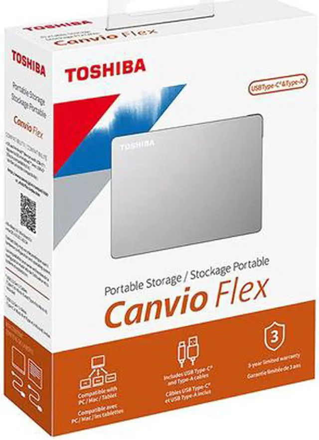 Alt view image 8 of 8 - TOSHIBA 4TB Canvio Flex Portable External Hard Drive USB 3.0 Model HDTX140XSCCA Silver