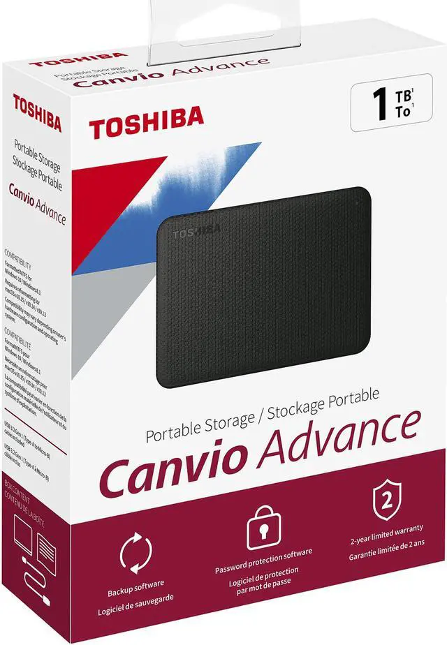 Alt view image 6 of 6 - TOSHIBA 1TB Canvio Advance Portable External Hard Drive USB 3.0 Model HDTCA10XK3AA Black