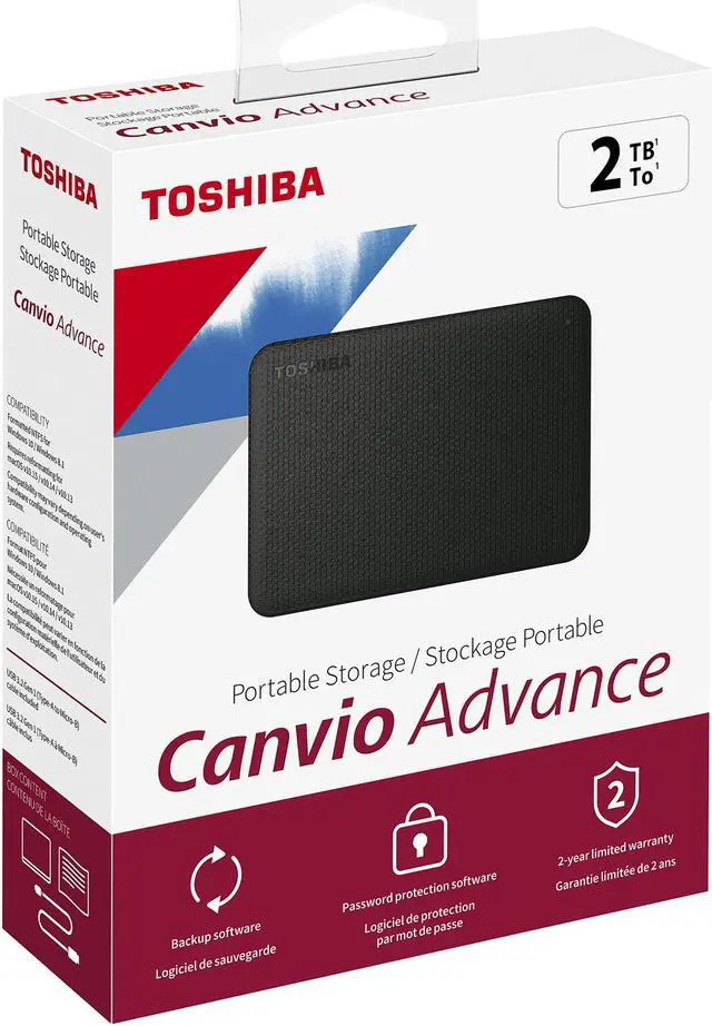 Alt view image 5 of 5 - TOSHIBA 2TB Canvio Advance Portable External Hard Drive USB 3.0 Model HDTCA20XK3AA Black