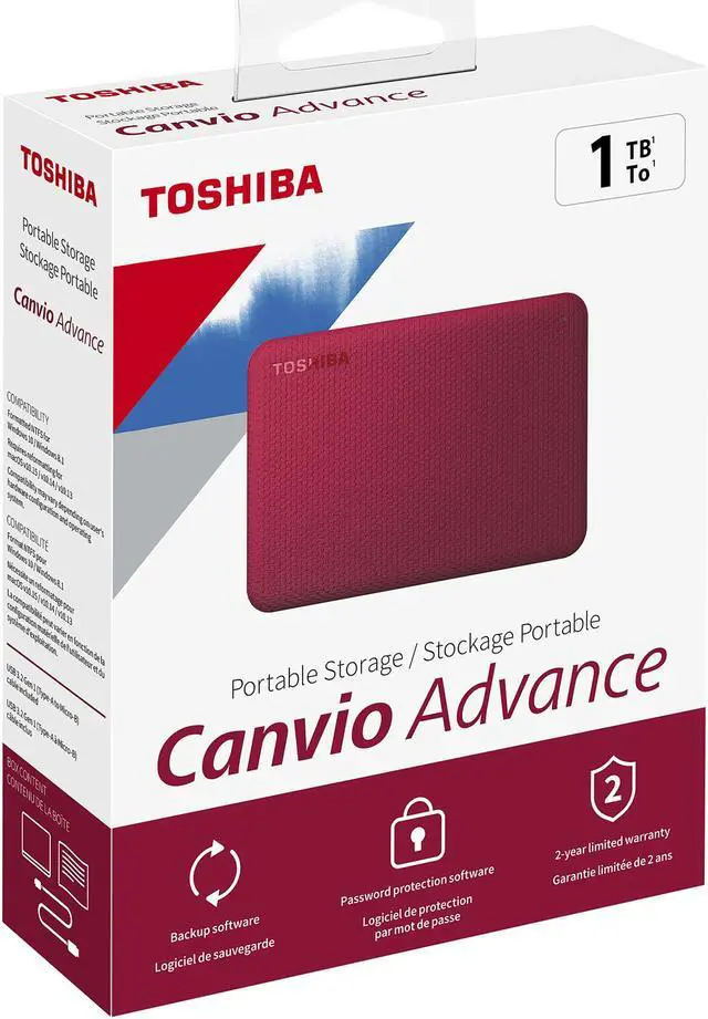 Alt view image 10 of 10 - TOSHIBA 1TB Canvio Advance Portable External Hard Drive USB 3.0 Model HDTCA10XR3AA Red