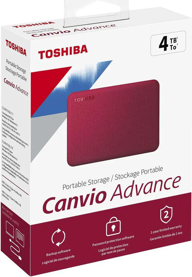 Alt view image 10 of 10 - TOSHIBA 4TB Canvio Advance Portable External Hard Drive USB 3.0 Model HDTCA40XR3CA Red
