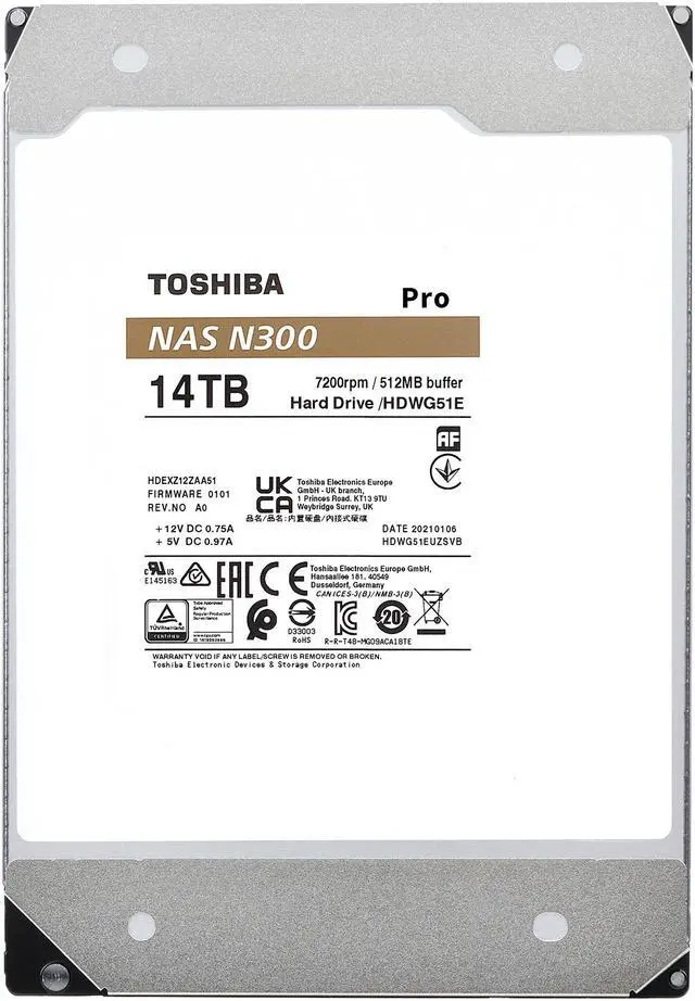 Alt view image 3 of 4 - TOSHIBA N300 Pro HDWG51EXZSTB 14TB 7200 RPM 512MB Cache SATA 6.0Gb/s 3.5" Internal Hard Drive