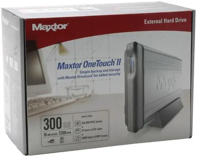 Alt view image 2 of 5 - Maxtor OneTouch II 300GB USB 2.0 3.5" External Hard Drive E01H300