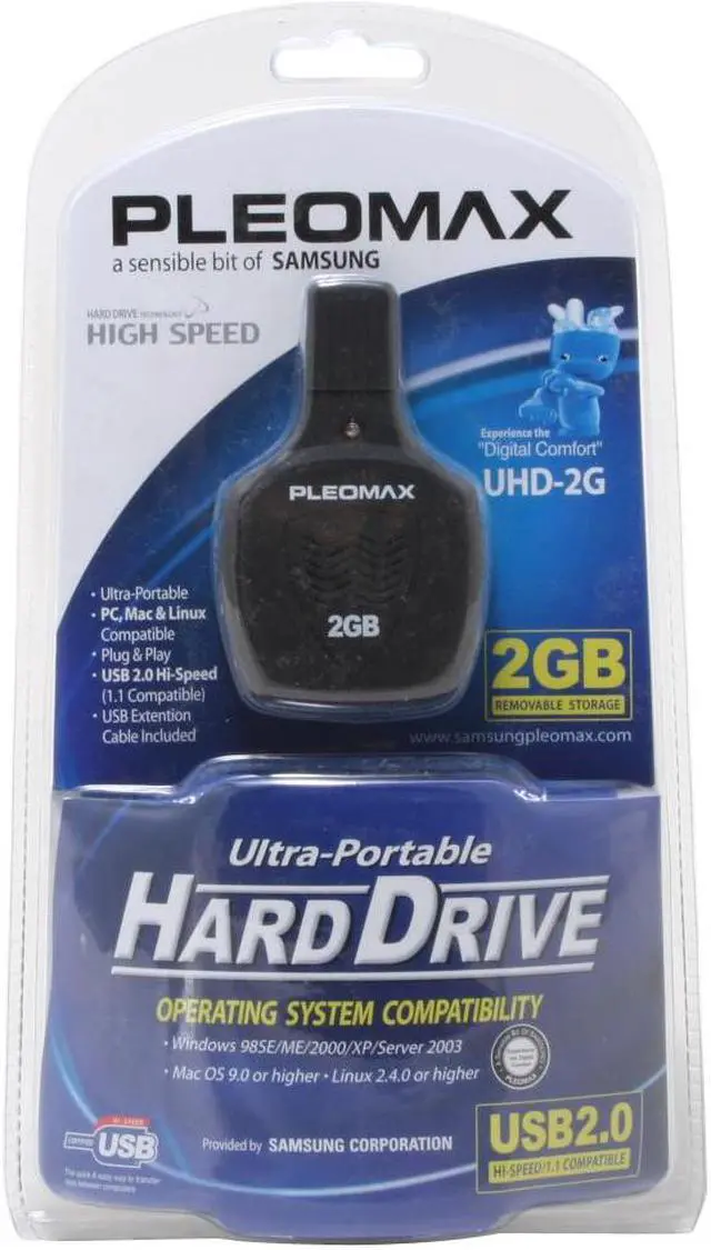 Main image of SAMSUNG PLEOMAX Portable 2GB USB 2.0 1" Ultra Portable Hard Drive UHD-2GB