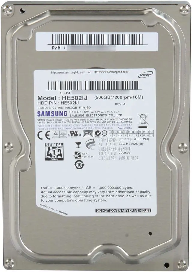 Alt view image 3 of 4 - SAMSUNG F1R RAID-Class HE502IJ 500GB 7200 RPM 16MB Cache SATA 3.0Gb/s 3.5" Hard Drive Bare Drive