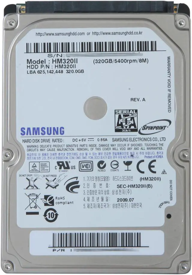 Alt view image 2 of 4 - SAMSUNG Spinpoint M7 HM320II 320GB 5400 RPM 8MB Cache SATA 3.0Gb/s 2.5" Internal Notebook Hard Drive Bare Drive