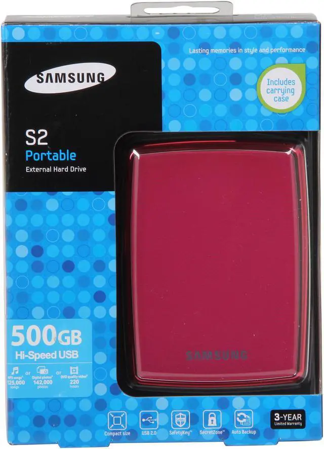 Alt view image 6 of 6 - SAMSUNG S2 Portable 500GB USB 2.0 2.5" External Hard Drive HXMU050DA/G72 Pink