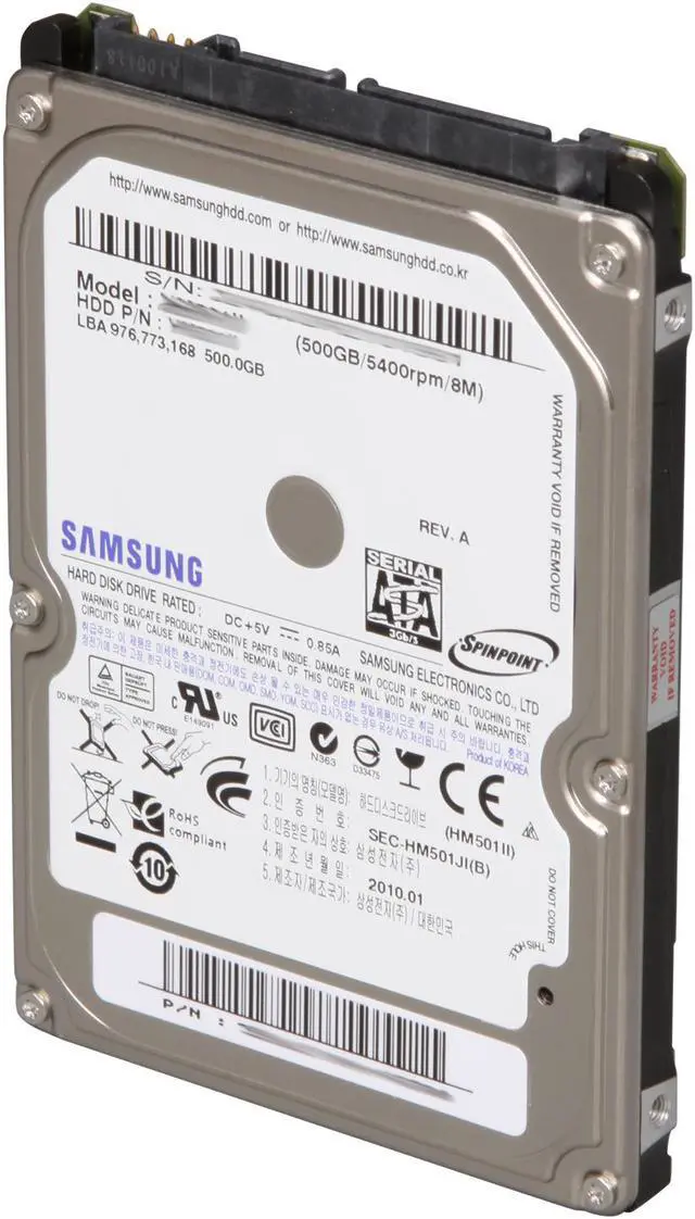 Main image of SAMSUNG Spinpoint M7E HM501II 500GB 5400 RPM 8MB Cache SATA 3.0Gb/s 2.5" Internal Notebook Hard Drive Bare Drive