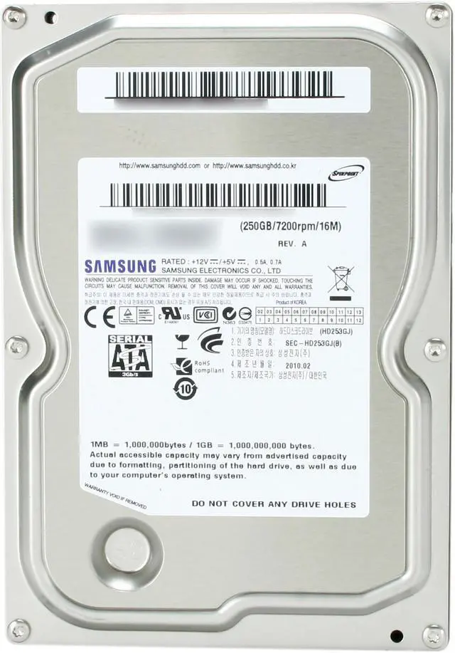 Alt view image 2 of 4 - SAMSUNG Spinpoint F3 ST250DM001 / HD253GJ 250GB 7200 RPM 16MB Cache SATA 3.0Gb/s 3.5" Internal Hard Drive Bare Drive