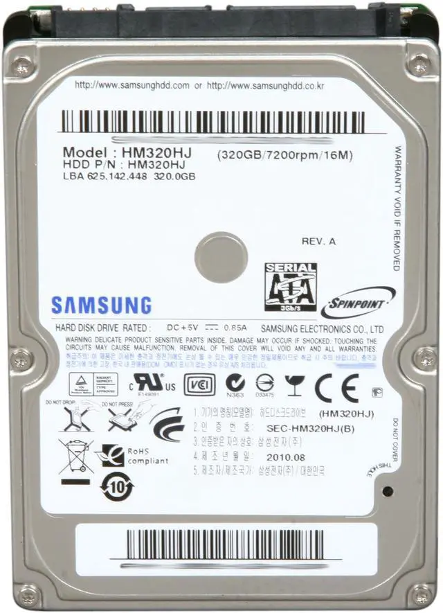 Alt view image 2 of 4 - SAMSUNG Spinpoint MP4 HM320HJ 320GB 7200 RPM 16MB Cache SATA 3.0Gb/s 2.5" Internal Notebook Hard Drive Bare Drive