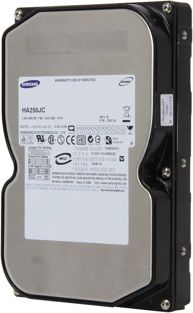 Main image of SAMSUNG HA250JC 250GB 5400 RPM 2MB Cache IDE Ultra ATA100 / ATA-6 3.5" Internal Hard Drive Bare Drive