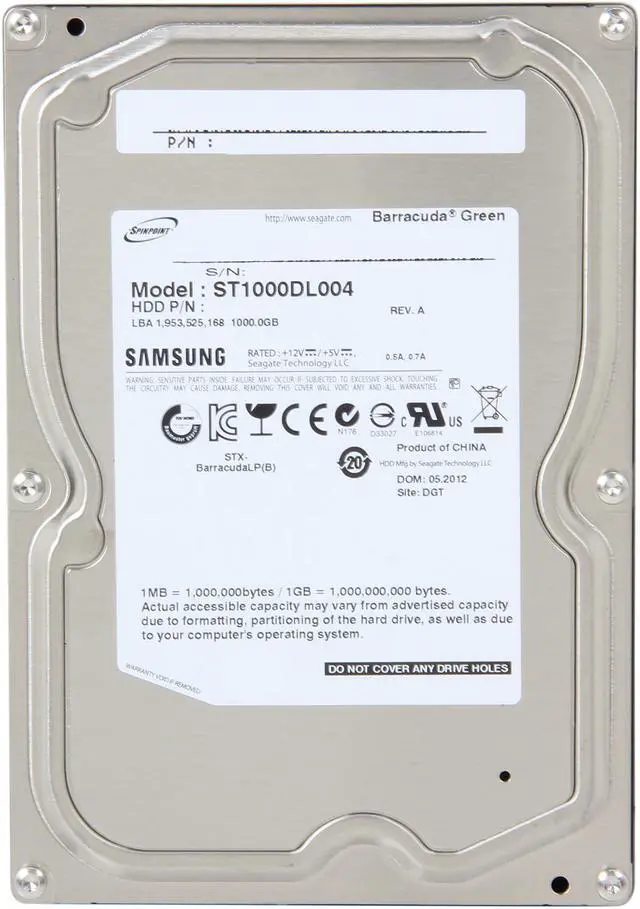 Alt view image 2 of 4 - SAMSUNG Spinpoint F3 ST1000DL004 / HD105SI 1TB 5400 RPM 32MB Cache SATA 3.0Gb/s 3.5" Internal Hard Drive Bare Drive