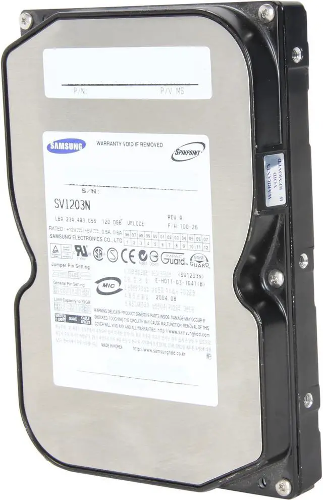 Main image of SAMSUNG SV1203N 120GB 5400 RPM 2MB Cache IDE Ultra ATA133 / ATA-7 3.5" Hard Drive Bare Drive