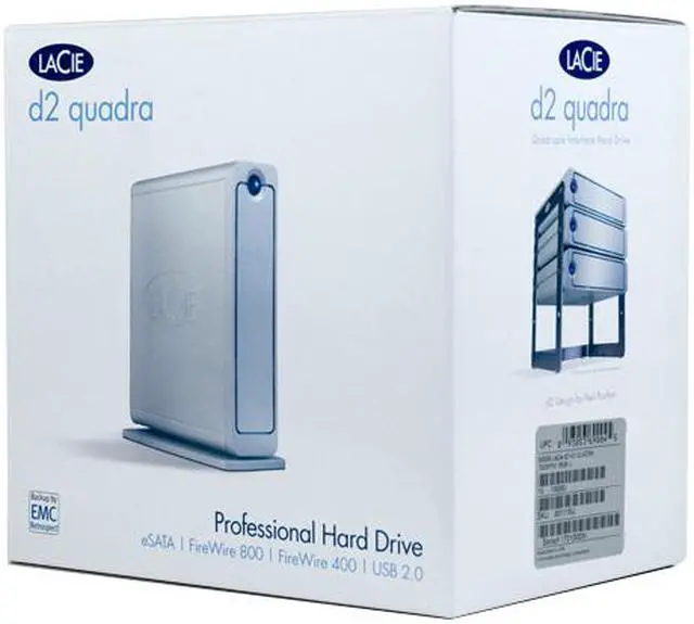 Alt view image 7 of 7 - LACIE d2 Quadra 500GB 7200 RPM 3.5" USB 2.0 / Firewire400 / Firewire800 / eSATA External Hard Drive Model 301110U