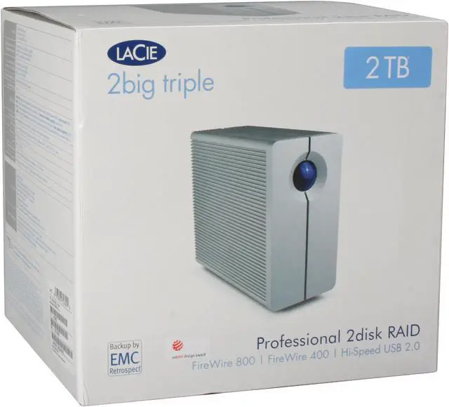 Alt view image 7 of 7 - LaCie 2TB USB 2.0 / Firewire400 / Firewire800 2big USB Triple Interface External Hard Drive 301256U