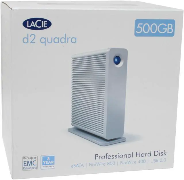 Alt view image 7 of 7 - LACIE d2 Quadra 500GB 7200 RPM 3.5" USB 2.0 / Firewire400 / Firewire800 / eSATA Mac Storage Model 301825U