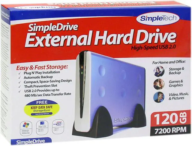 Alt view image 4 of 4 - SimpleTech SimpleDrive 120GB USB 2.0 3.5" External Hard Drive STI-USB235/120
