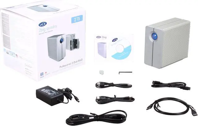 Alt view image 5 of 5 - LaCie 2big Quadra 2TB USB 2.0 / Firewire400 / Firewire800 / eSATA 3.5" External Hard Drive 301352U