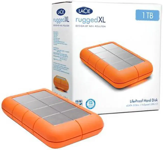 Alt view image 3 of 3 - LaCie Rugged XL 1TB USB 2.0 / eSATA External Hard Drive 301848U