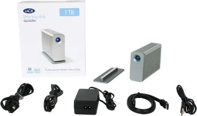Alt view image 5 of 5 - LaCie Little Big Disk Quadra 1TB USB 2.0 / Firewire400 / Firewire800 / eSATA 3.5" External Hard Drive 301398U