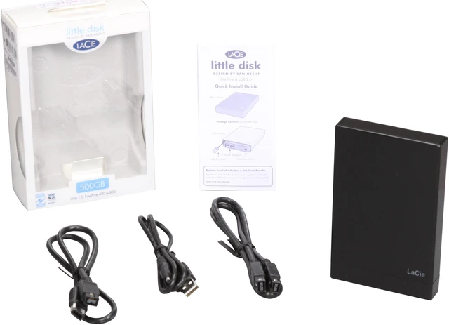 Alt view image 4 of 4 - LACIE Little Disk 500GB 2.5" USB 2.0 / Firewire400 / Firewire800 Portable External Hard Drive Model 301870
