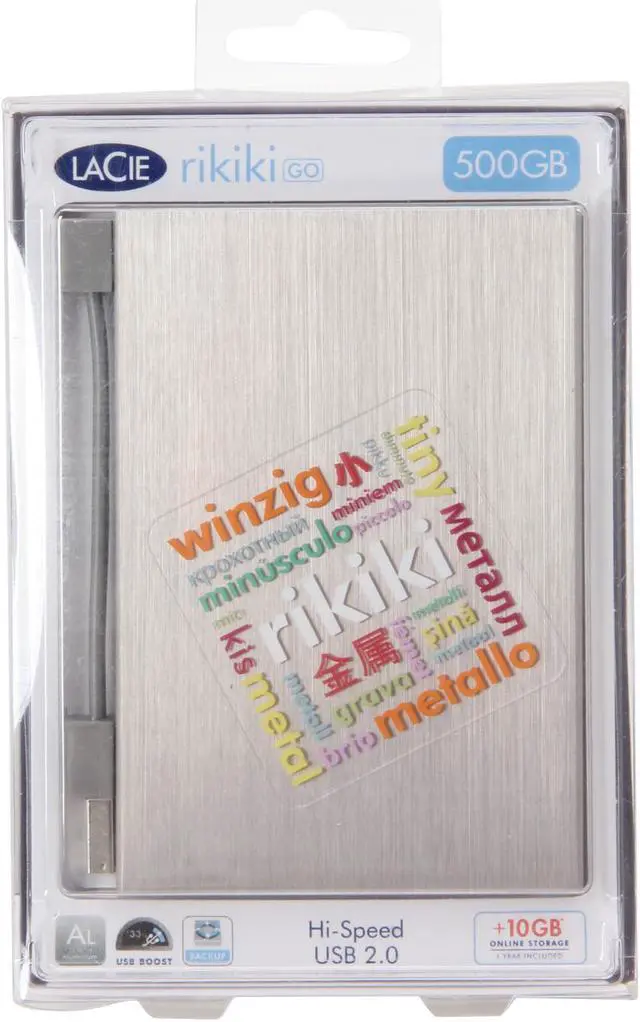 Alt view image 4 of 4 - LaCie Rikiki Go 500GB USB 2.0 2.5" Portable External Hard Drive 301939 Silver