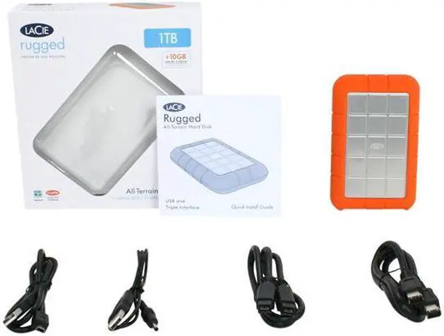 Alt view image 5 of 5 - LaCie Rugged 1TB USB 2.0 / Firewire400 / Firewire800 2.5" Portable External Hard Drive 301924