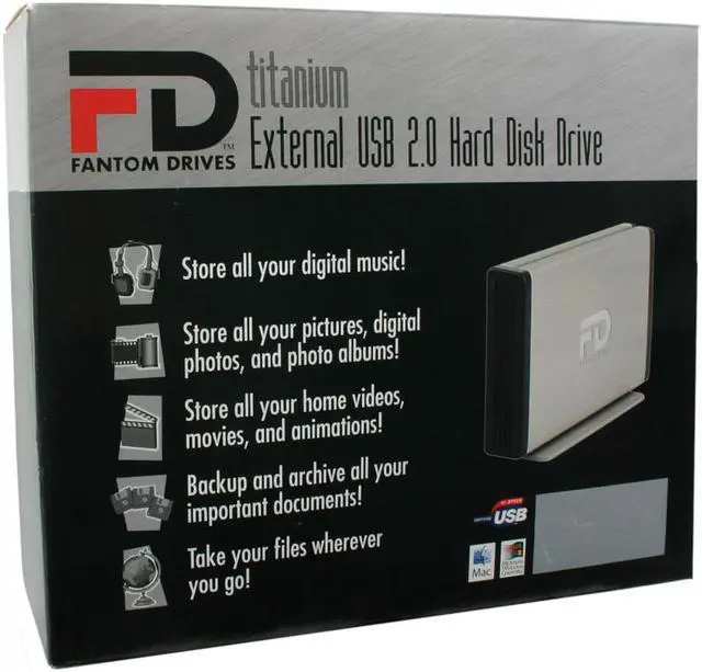 Alt view image 6 of 6 - Fantom Drives Titanium 250GB USB 2.0 3.5" External Hard Drive TFDU25072
