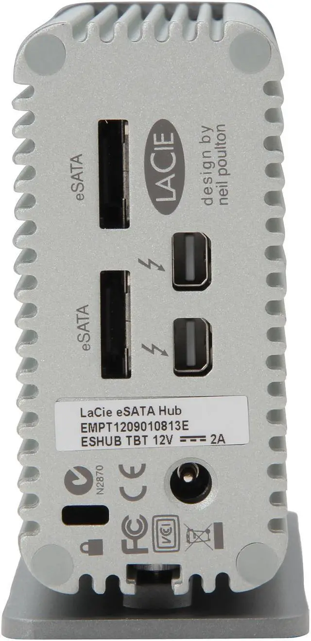 Alt view image 4 of 5 - LACIE Thunderbolt Series 2 x 10Gb/s Thunderbolt ports for daisy chaining 2 x eSATA 3GB/s ports eSATA Hub Model 9000186