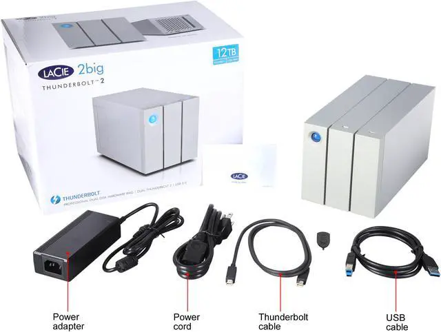 Alt view image 6 of 6 - LaCie 2big Thunderbolt 2 12TB USB 3.0 / 2 x Thunderbolt 2 Professional Dual-Disk Hardware RAID External Hard Drive LAC9000473U