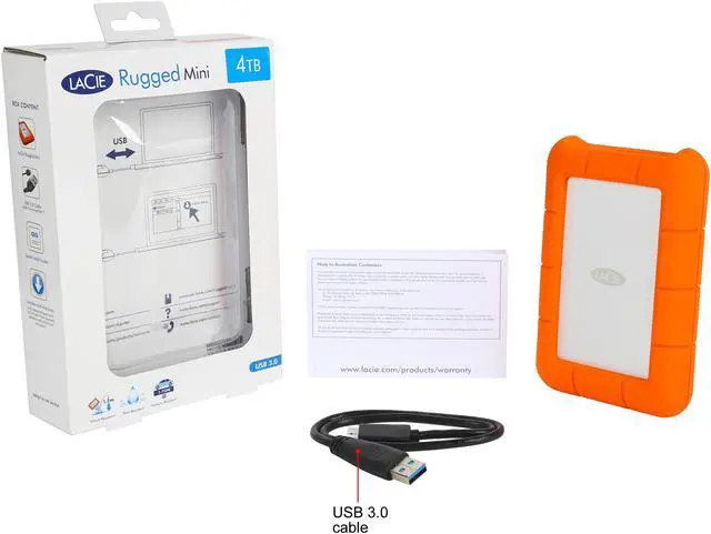 Alt view image 8 of 7 - LaCie 4TB Rugged Mini External Hard Drive USB 3.0 Model LAC9000633 Orange, Drop Shock Dust Rain Resistant Shuttle Drive, For Mac And PC Computer Desktop and Laptop, Orange