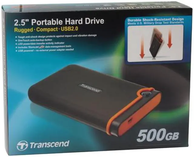 Alt view image 7 of 7 - Transcend 500GB External Hard Drive USB 2.0 Model TS500GSJ25M