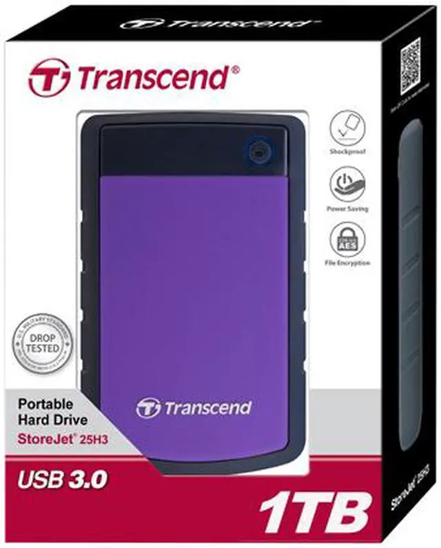 Alt view image 6 of 6 - Transcend 1TB StoreJet 25H3 Military-grade Shock Resistance Portable External Hard Drive USB 3.0 Model TS1TSJ25H3P Purple