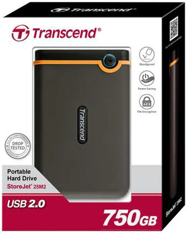 Alt view image 5 of 5 - Transcend 750GB StoreJet External Hard Drive USB 2.0 Model 25M2 Black