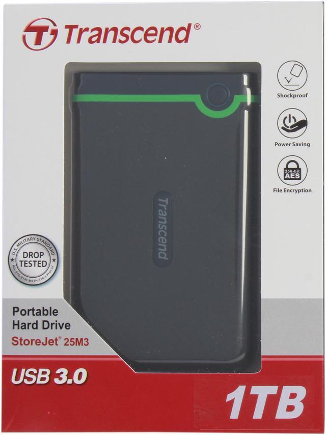 Alt view image 7 of 6 - Transcend 1TB StoreJet 25M3 Military-grade Shock Resistance Portable External Hard Drive USB 3.0 Model TS1TSJ25M3 Iron Gray