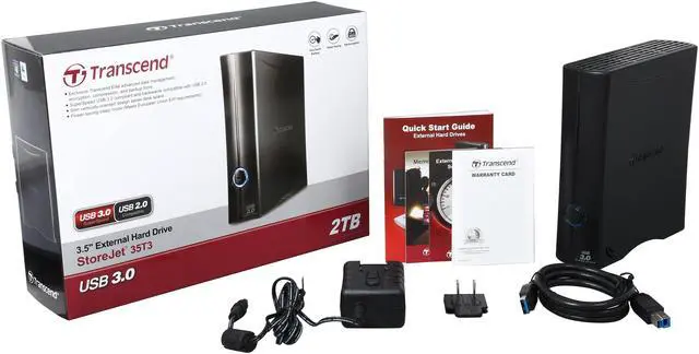 Alt view image 6 of 6 - Transcend StoreJet 35T3 2TB USB 3.0 3.5" Desktop External Hard Drive TS2TSJ35T3