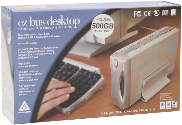 Alt view image 6 of 6 - APRICORN 500GB USB 2.0 / eSATA 3.5" External Hard Drive EZ-BUS-DTS-500E