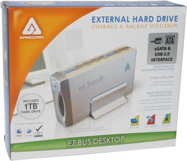 Alt view image 7 of 7 - APRICORN EZ BUS DTS 1TB USB 2.0 / eSATA 3.5" External Hard Drive EZ-BUS-DTS-1TBe