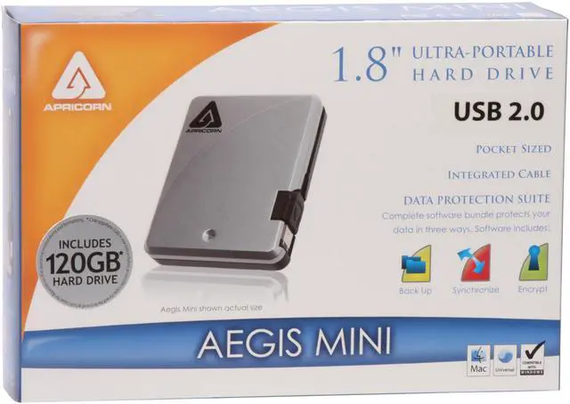 Alt view image 8 of 8 - APRICORN Aegis Mini 120GB USB 2.0 1.8" Ultra-Portable Hard Drive A18-USB-120