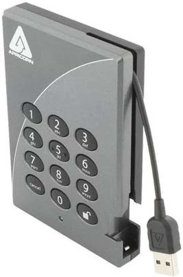 Main image of APRICORN 500GB Aegis Padlock Secure 256-bit AES Hardware Encrypted Portable Hard Drive USB 2.0 Model A25-PL256-500