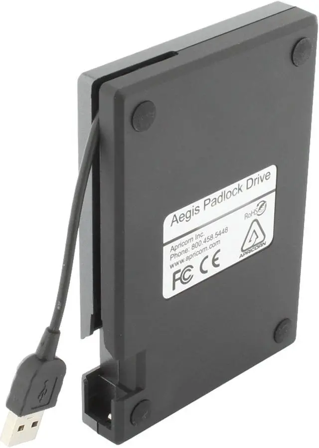 Alt view image 2 of 8 - APRICORN 500GB Aegis Padlock Secure 256-bit AES Hardware Encrypted Portable Hard Drive USB 2.0 Model A25-PL256-500