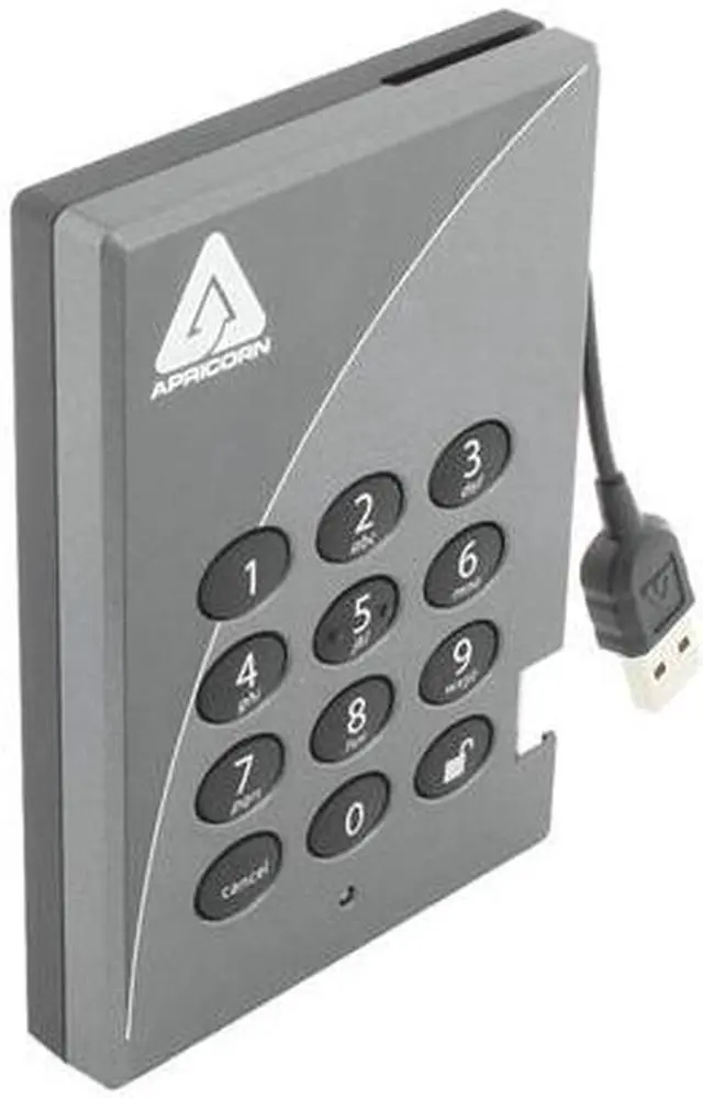 Alt view image 6 of 8 - APRICORN 500GB Aegis Padlock Secure 256-bit AES Hardware Encrypted Portable Hard Drive USB 2.0 Model A25-PL256-500