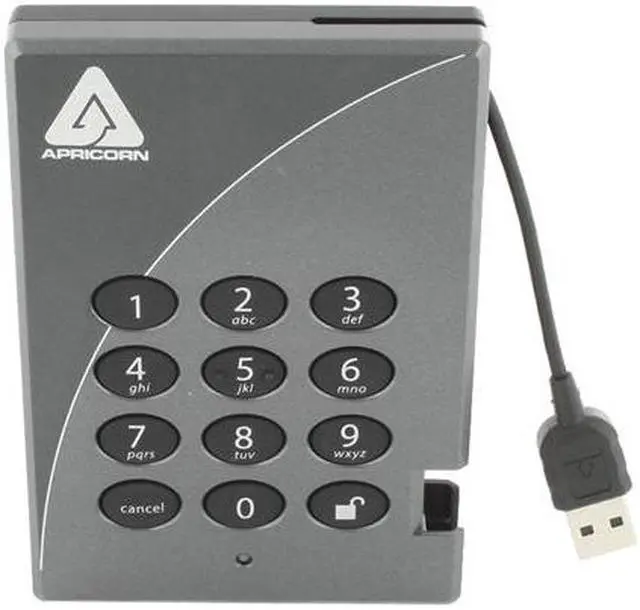 Alt view image 7 of 8 - APRICORN 500GB Aegis Padlock Secure 256-bit AES Hardware Encrypted Portable Hard Drive USB 2.0 Model A25-PL256-500