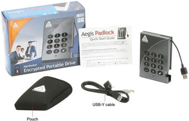 Alt view image 8 of 8 - APRICORN 500GB Aegis Padlock Secure 256-bit AES Hardware Encrypted Portable Hard Drive USB 2.0 Model A25-PL256-500