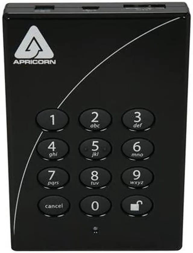 Alt view image 2 of 4 - APRICORN 500GB Aegis Padlock Pro 256-bit Hardware Encryption Portable Hard Drive USB 2.0 / eSATA Model A25-PLe256-500