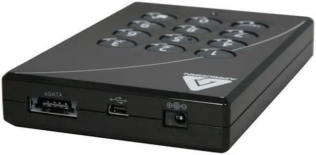 Alt view image 3 of 4 - APRICORN 500GB Aegis Padlock Pro 256-bit Hardware Encryption Portable Hard Drive USB 2.0 / eSATA Model A25-PLe256-500